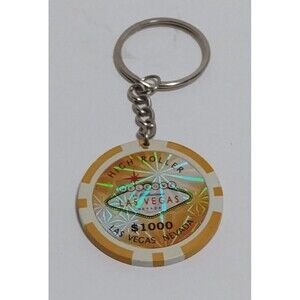 VINTAGE LAS VEGAS HIGH ROLLER $1000 DOLLAR POKER CASINO CHIP KEY CHAIN SOUVENIR